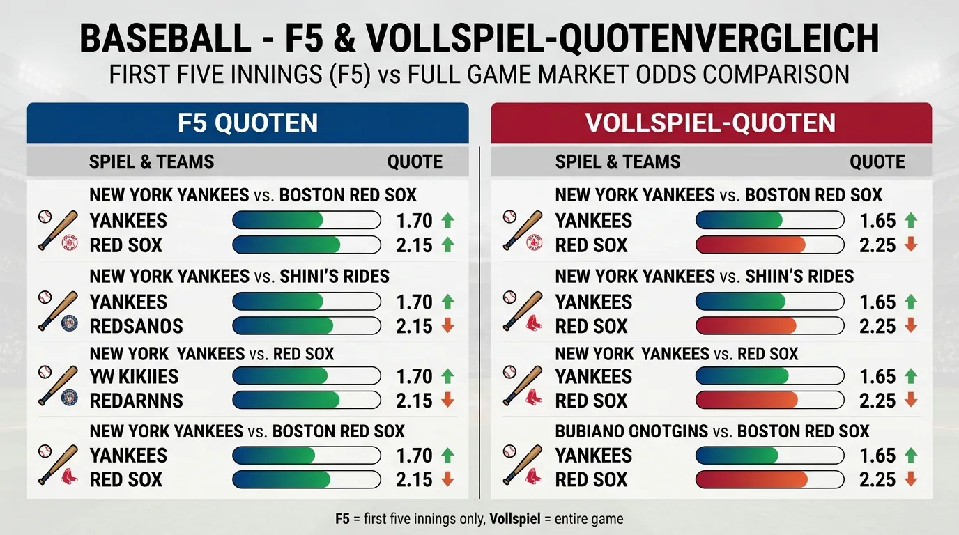 Quotenvergleich zwischen F5 und Fullgame Wetten beim Baseball für strategische Entscheidungen