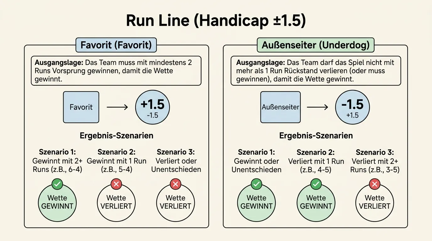 Run Line Handicap beim Baseball mit ±1,5 Runs und Quotenmechanik erklärt