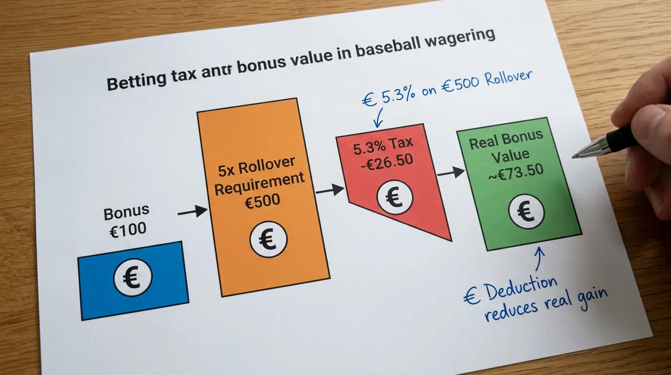 Rechenbeispiel Wettsteuer 5,3 Prozent Einfluss auf Baseball Wetten Bonus Wert