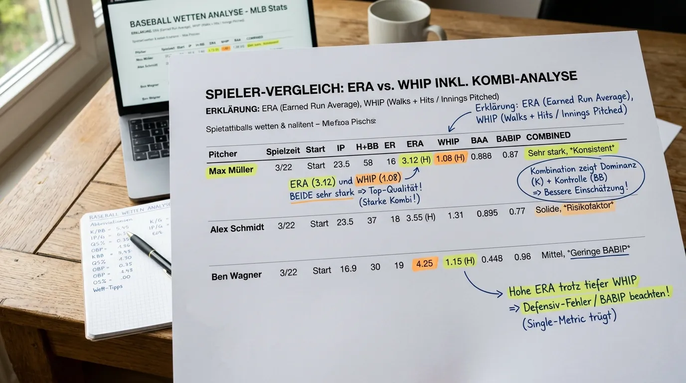 ERA und WHIP kombiniert analysieren für Baseball Wettentscheidungen – Value Betting mit Pitcher-Daten