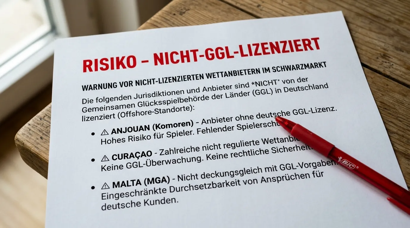 Schwarzmarkt Baseball-Wetten Risiken – nicht-GGL-lizenzierte Anbieter Anjouan Curaçao gefährlich
