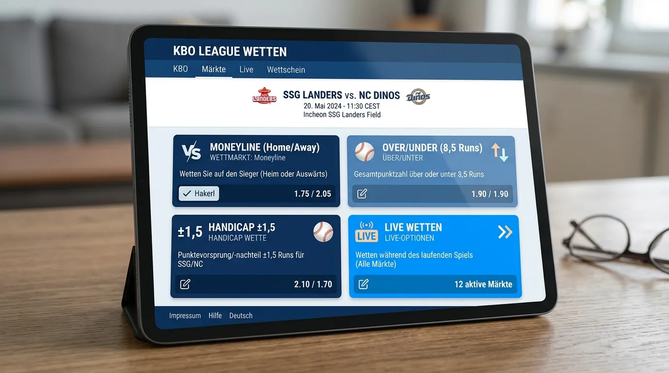 Verfügbare KBO-Wettmärkte bei deutschen GGL-Anbietern – Moneyline, Over/Under und Handicap-Optionen
