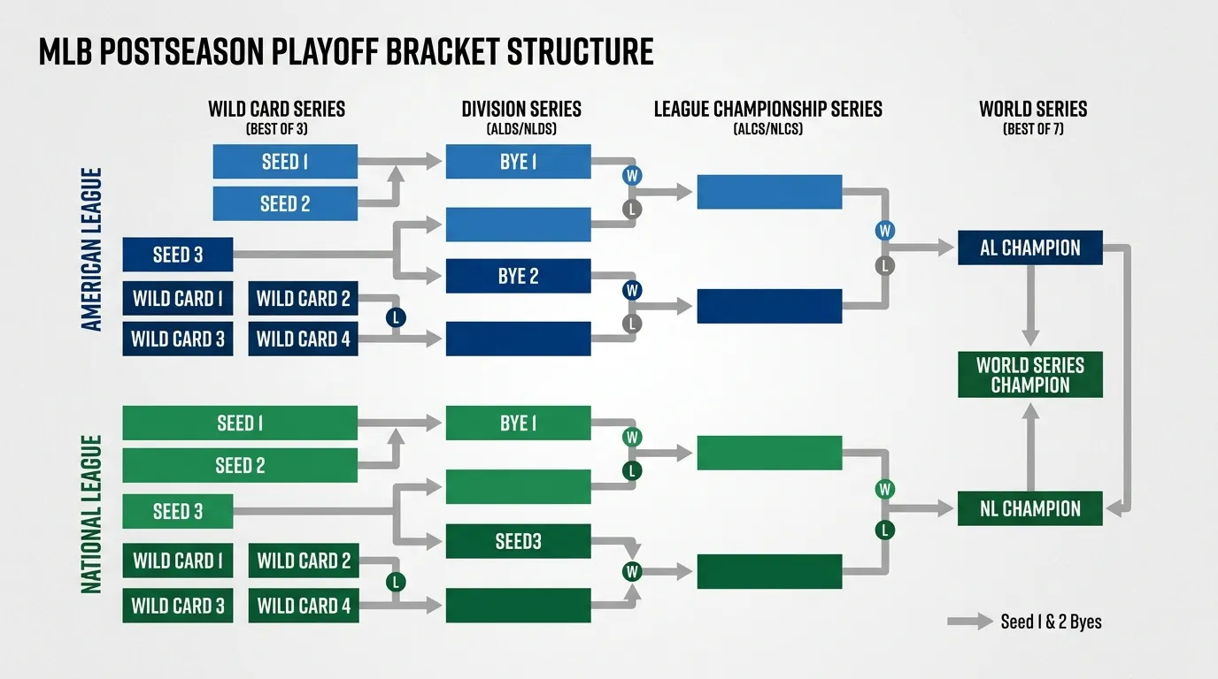 MLB Division Series und ALCS/NLCS Playoff-Bracket Struktur für Baseball-Wetter
