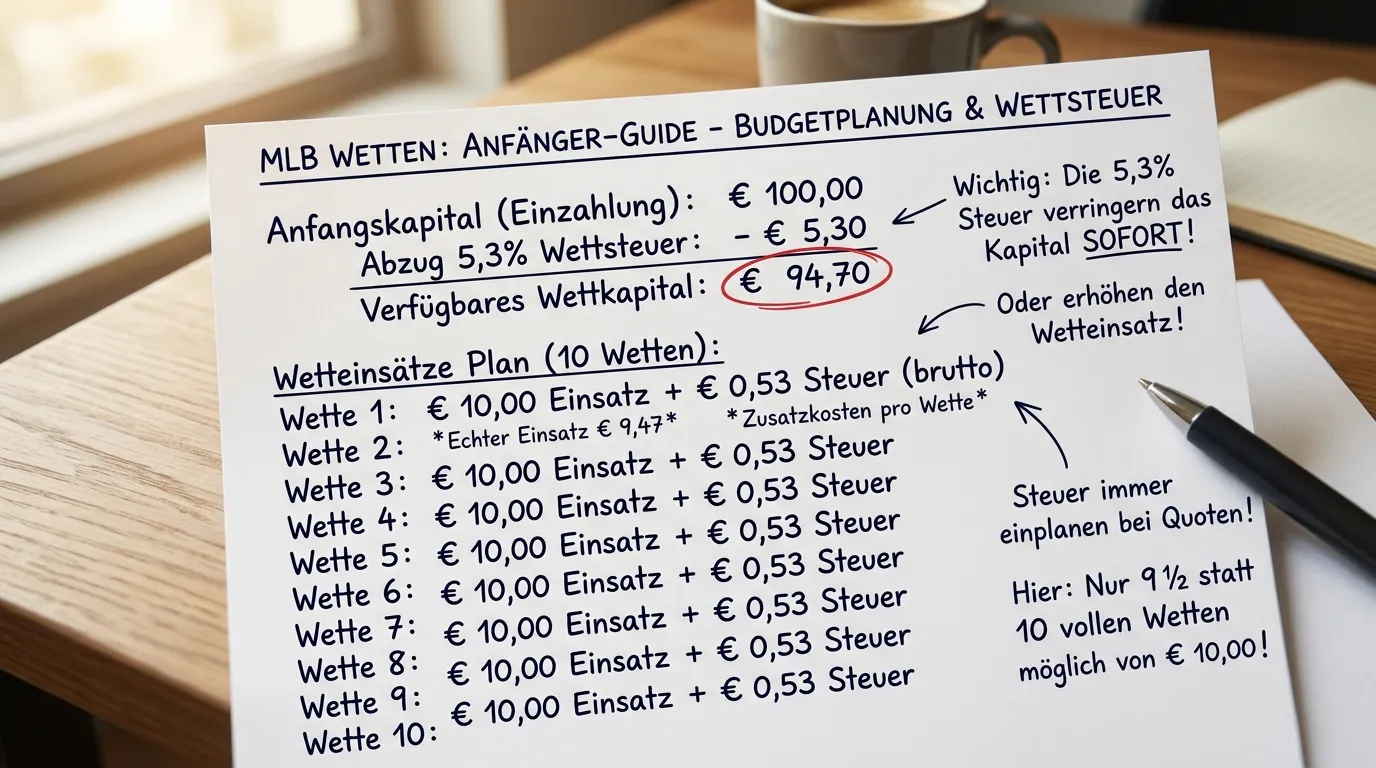 5,3 Prozent Wettsteuer Auswirkung auf Anfängerbudget beim Baseball Wetten in Deutschland