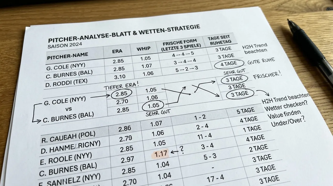 Starting Pitcher Analyse für MLB Wetten mit ERA und WHIP Kennzahlen als Entscheidungsgrundlage