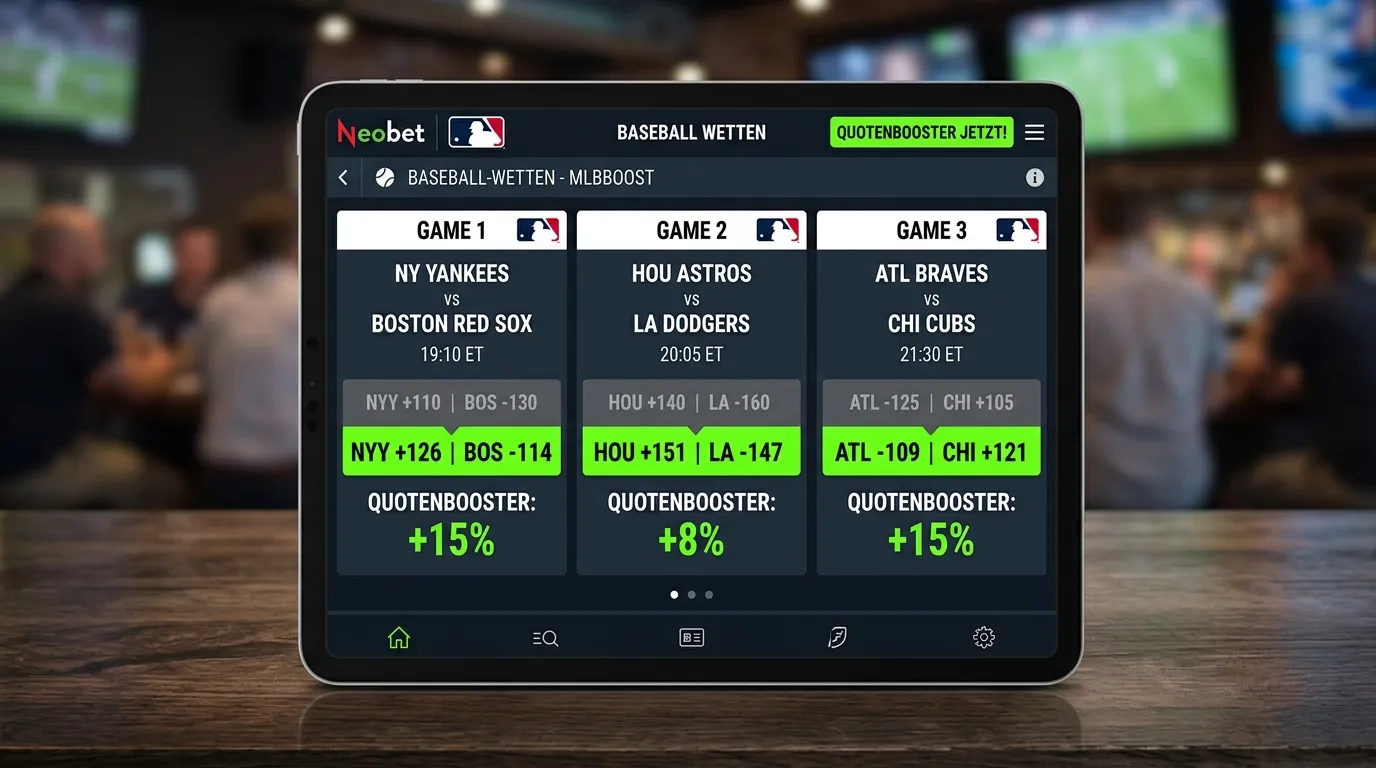 NEO.bet Quotenbooster für MLB-Wetten mit erhöhten Moneyline-Quoten auf Highlight-Spiele